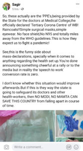 PPEs for Bengal doctors PPE covid-19 coronavirus hospital medical