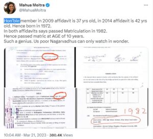 mahua moitra tweet nishikant dubey bjp tmc mp