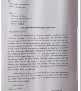 visually impaired osnai sheikh blind scholar orphan Kolkata Bengal