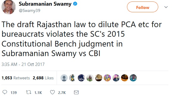 Ordinance Rajasthan Vasundhara Swamy