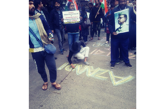 art attack No CAA-NRC paintings No NPR kolkata citizenship Amit Shah Modi