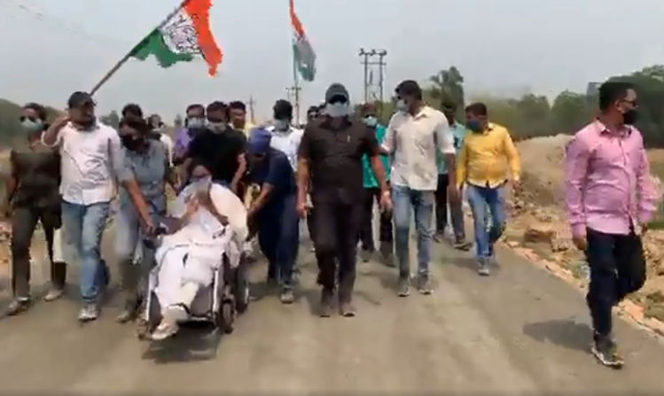 mamata banerjee in nandigram wheelchair roadshow bengal elections 2021