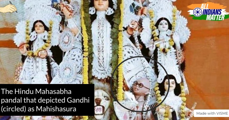 mahatama gandhi asura mahishasur durga puja depicting bapu as asur