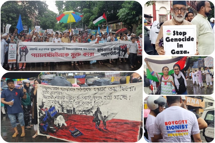 Israel genocide in Palestine protest rally kolkata Benjamin Netanyahu Priyanka Gandhi